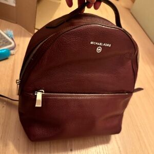 Michael Kors Valerie Merlot/Burgundy Pebbled Leather Backpack Purse